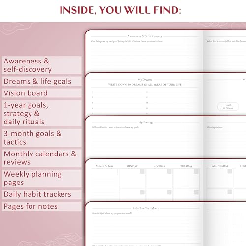 Legend Planner Undated, Weekly & Daily Goal Journal, A4 Wine Red Gold - color: Wine Red Gold (Undated), size: A4 (8.2'' x 11'')