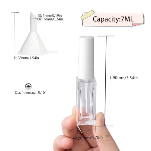Nail Art Liner Empty Bottles 7ML, 6 Pack Empty Blooming Nail Polish Bottles with Brush & Mixing Balls & Funnels for Nail Decoration DIY Art (Not for Gel) (WHITE) - color: WHITE