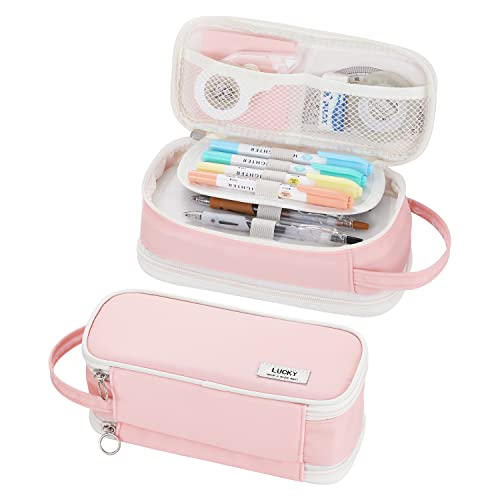 Dugio Large Pencil Case Organizer Big Pencil Bag for Girls Teens Pink - color: B-Pink
