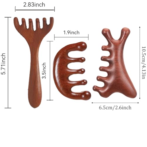 3 Pack Wooden Massager Comb Gua Sha Scraping Massages