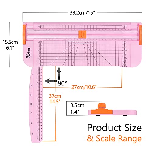 Firbon A4 Paper Cutter, 12 Inch Paper Trimmer with Extened Ruler, Pink - color: Pink