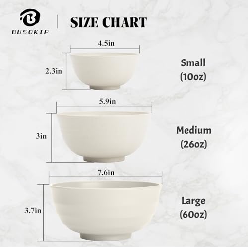 Small Plastic Bowls 10oz, Wheat Straw Bowls Set of 8 (White) - color: White, size: 10 oz
