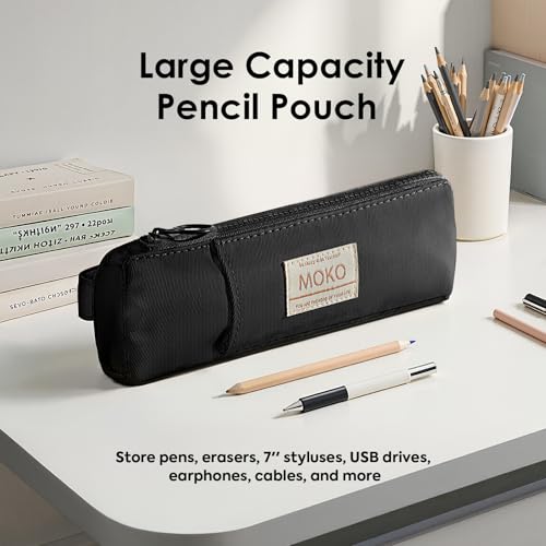 MoKo Elastic Pen Holder for Notebook, Adjustable Zipper Pouch, Black - color: Black