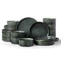 Famiware Star Stoneware Dinnerware Sets for 8, Reactive Glaze Plates, Bowls - color: Deep Forest