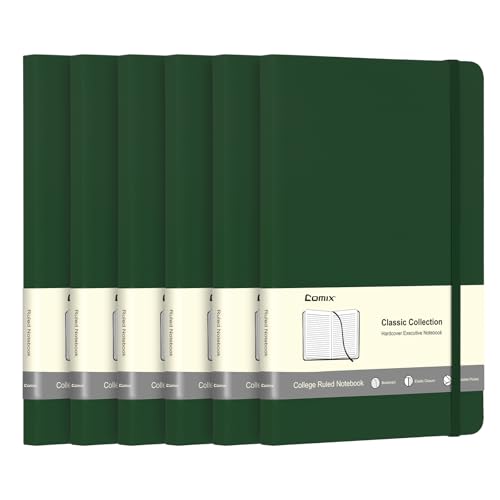 Comix 6 Pack Lined Journal Notebooks for Work, 240 Pages, 5.5"x8.3" - color: Dark Green, size: 6 Pack