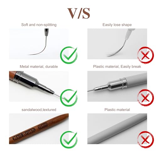 Nail Art Liner Brushes, Natural Color, 5Pcs Wooden - color: Wood