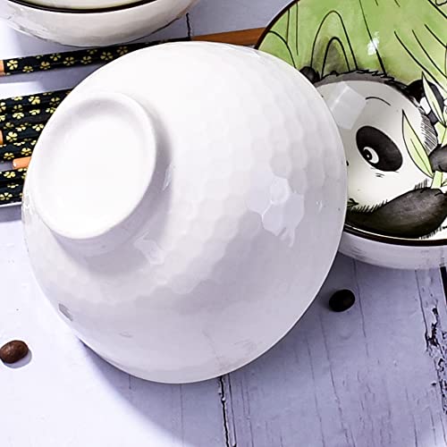 Ceramic Rice Bowl with Chopsticks Set of 2, 4.5" Porcelain Cereal Bowls - color: LPD