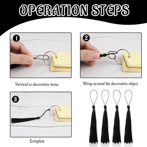 100 Pcs Bookmark Tassels Bulk Black Soft Craft Silky Handmade Mini Tassels for Jewelry Making with Loops for DIY Craft Accessory Dress Decoration - color: Black
