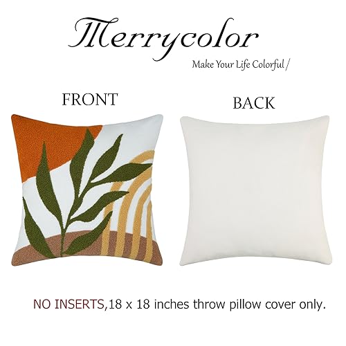Merrycolor Abstract Boho Pillow Covers 18x18 Soft Mid Century Throw Pillow Covers Texture Geometric Floral Green Pillow Cover Cases Bohemian Decorative Throw Pillows for Couch Bed Sofa Bedroom - color: Style D, size: 18" x 18" (Pack of 1)