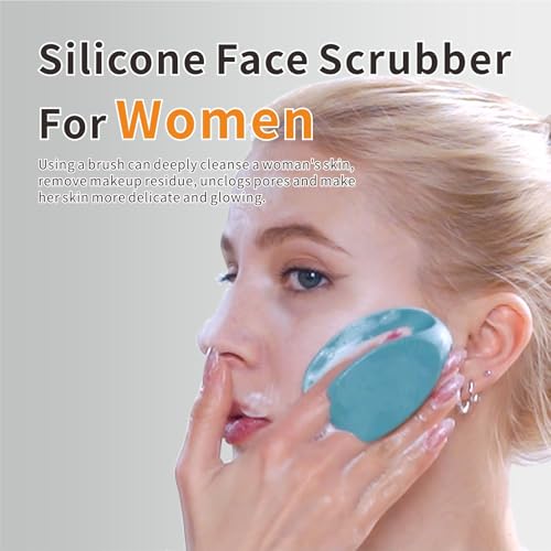 Silicone Face Scrubber,Face Scrubber,2pcs Facial Cleansing Brush,Facial Washing Brush for Deep Clean Pore Cleansing Blackhead Remover Scrubbing Brushes for All Kinds of Skins (Green+Pink) - color: Green+pink