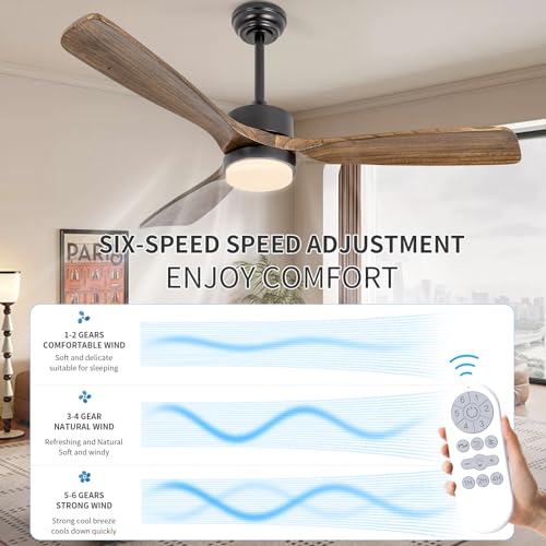 52" Solid Amber Wood Ceiling Fans with Lights and Remote Control - color: Amber wood ceiling fan