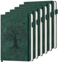 6 Pack Lined Journal Notebook for Women Men, A5 Hardcover Leather Journals - color: A-Tree-AGreen, size: 6 Pack-A5（5.8"×8.3"）