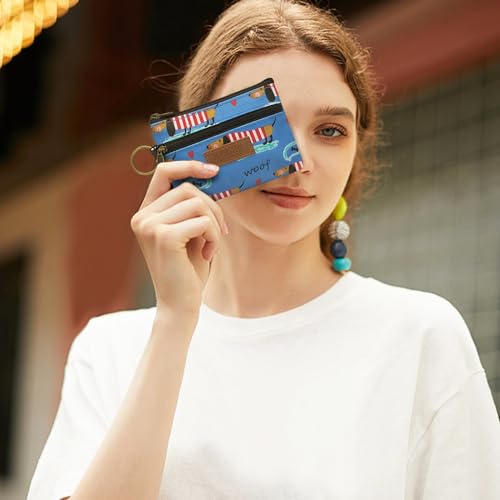 Coin Bag, Waterproof Coin Wallet Small Coin Purse with Zipper and Keyring, Cute Coin Pouch for Women and Girls, Change Purse Mini Storage Bag for Coin, Cards, Keys, Lipsticks (sky blue) - color: sky blue dog