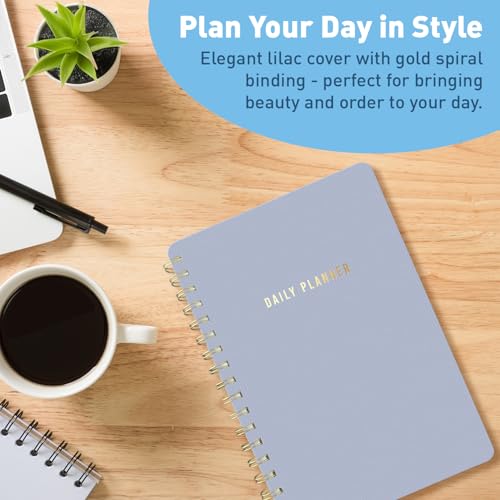 Sweetzer & Orange Daily Planner Notebook – Undated Two-Page Daily Layout with Hourly Schedule, To-Do List, Priorities, and Notes – 6.5" x 9.5" Spiral Bound Productivity Organizer – 160 Pages - color: Lilac