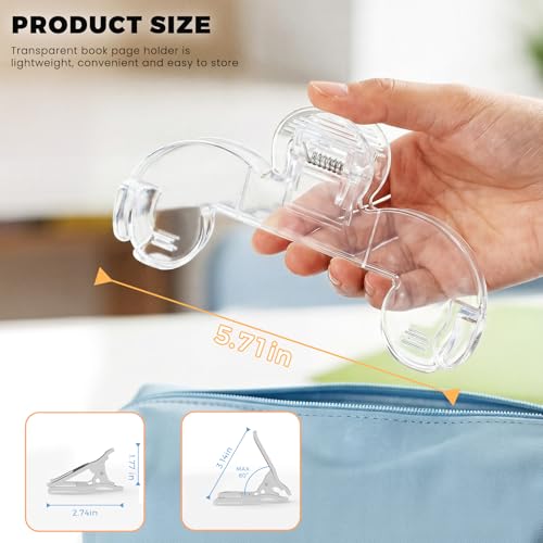 Transparent Book Page Holder for Reading, Large Book Clip, Journal Clip - color: Transparent