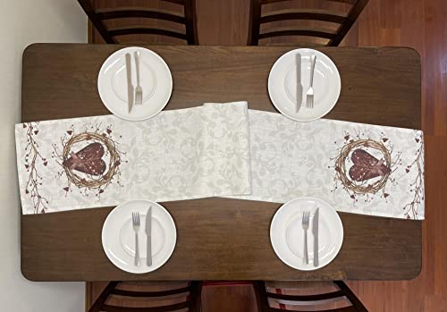 Rustic Country Hearts Table Runner 70x13 Inches - color: Heart Runner