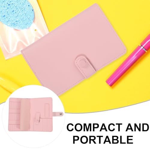 NOLITOY Nail Drill Bit Storage Organizer Folding Bag 37 Holes Pink - color: Pink