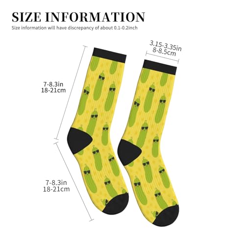 Crew Athletic Socks Funny Crazy Casual Sports Novelty Dress Socks for Women Men Running Hiking - color: Cute Yellow Green Pickle