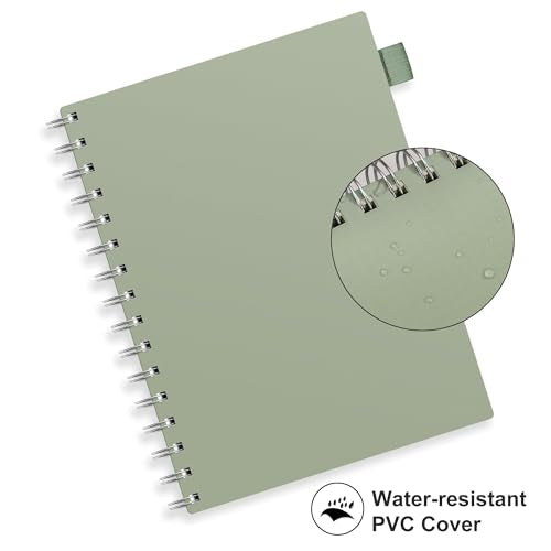RETTACY Spiral College Ruled Notebook, 300 Pages, A5 Size (5.7" x 8.2") - color: Light Green, size: 5.7" x 8.2"
