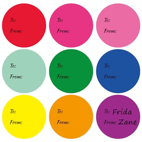 Whaline 315Pcs Rainbow Gift Tag Stickers 2.5 Inch Colorful Present Stickers to and from Self-Adhesive Blank Seal Labels for Gifts Party Favors Marking, 9 Colors - color: Rainbow
