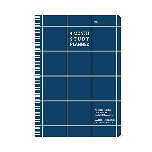 Monolike Checkers 4 Month Study Planner, Navy - Academic Planner, Weekly & Monthly Planner, Study plan - color: Checkers - Navy