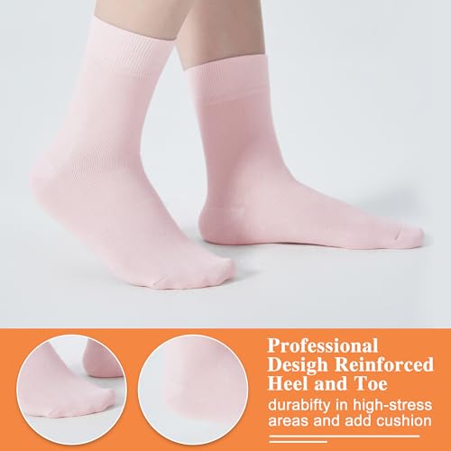 ATBITER Women Thin Cotton Crew Socks,Ankle Bootie Casual Dress Socks 6Pairs - color: 6 Pairs Dark Color, size: 9-11
