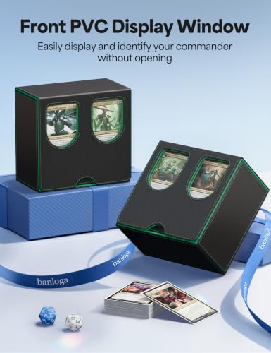 Card Deck Box with Dice Tray for MTG Commander Display(Black Green) - color: B-Black&Green
