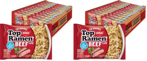 Nissin Top Ramen Noodle Soup, Beef, 3 Ounce (Pack of 48) - size: 3 Ounce (Pack of 48)