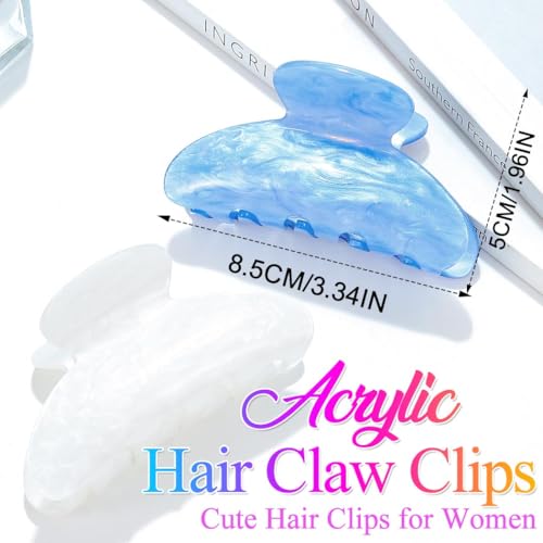 BARTOSI Acrylic Claw Clips White Hair Clips Medium Hair Claw Clip Hair Accessories for Women and Girls (Pack of 2) - color: Set 4