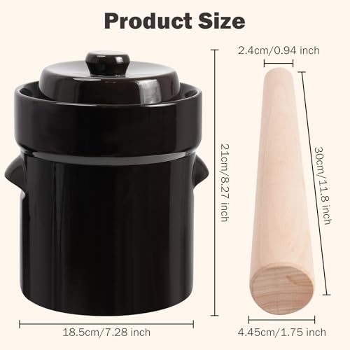 SEEUTEK Fermentation Crock Jar 1/2 Gallon for Sauerkraut Pickling Kimchi - size: 2L