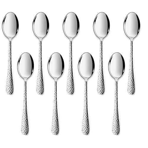 LIANYU 9PCS Kids Spoons Silverware Set, Stainless Steel Toddler Spoons - color: Silver