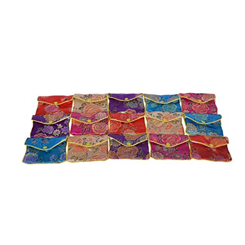 Baitaihem 15 Pack Jewelry Purse Pouch Gift Bags Chinese Silk Style Brocade Embroidered Bag,Multiple Colors(Medium) - color: Multiple Colors, size: Medium