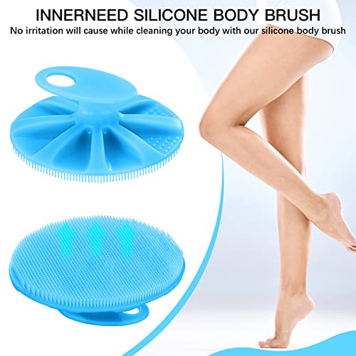 INNERNEED Silicone Body Cleansing Brush Exfoliating Scrubber, Blue - color: Blue