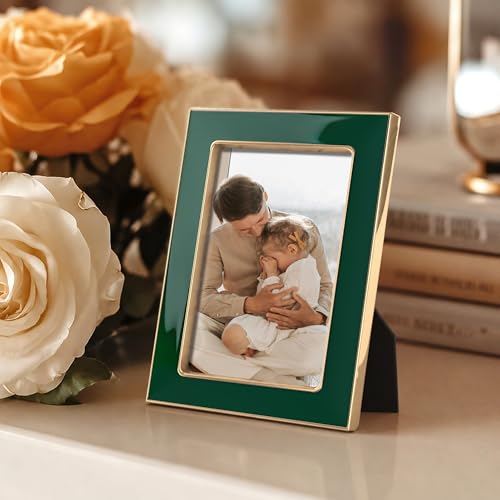 eletecpro 2.5x3.5 Enamel Picture Frame with Real Glass Cover, Green, 2-Pack - color: Green, size: 2.5x3.5