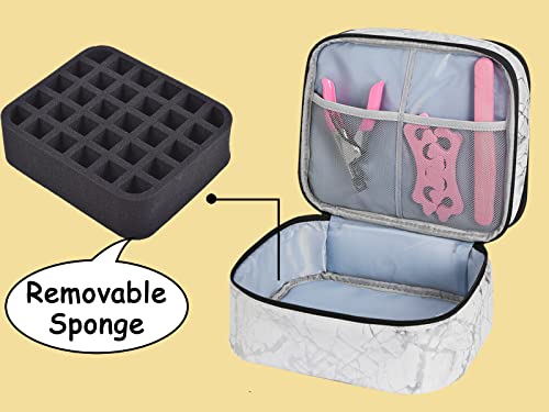 Nail Polish Organizer- Holds 30 Bottles Nail Supply Organizers and Storage Double-layer Nail Bag Organizer Case Nail varnish Organizer Nail Polish Storage Bag with Handle (White-a) - color: White-a