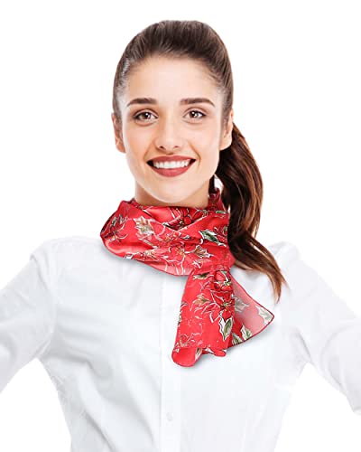 CBC Crown Christmas Scarf - Christmas Theme Candycane, Poinsettia Scarf - color: Poinsettia-red