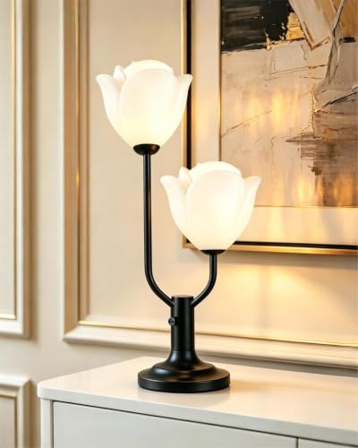 Lightdot Black Flower Table Lamp Dimmable Floral Modern Nightstand Lamp - color: 13-Black-Flower-2U
