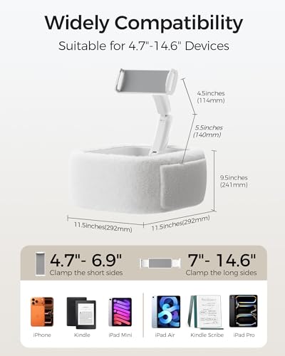 LULULOOK Tablet Pillow Stand for Kindle/iPad, Kindle Holder for Bed, White - color: Cloudy White