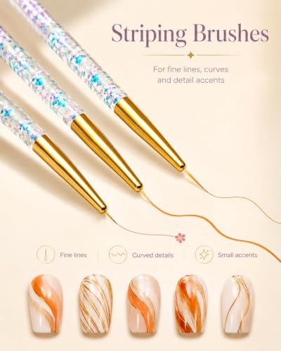 33 Pcs Nail Art Tool Kit & Nail Art Brushes Set with Nail Stands