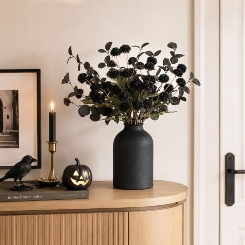 BLOSMON Black Flowers Artificial for Dining Table Centerpieces Decor - color: Black Kiku