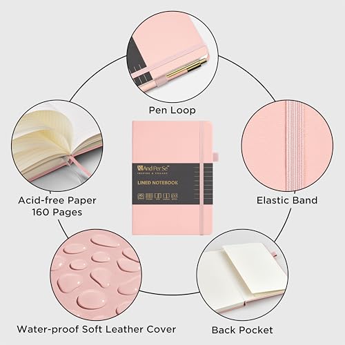 &And Per Se Lined Journal and Pen Set (3 Packs), A5 Leather Hardcover Notebook with Pen & Stationary Set, 160 Pages 100GSM Thick Ruled Paper Journal for Business Work Writing (Pink-Purple-Cyan) - color: Pink-Purple-Cyan