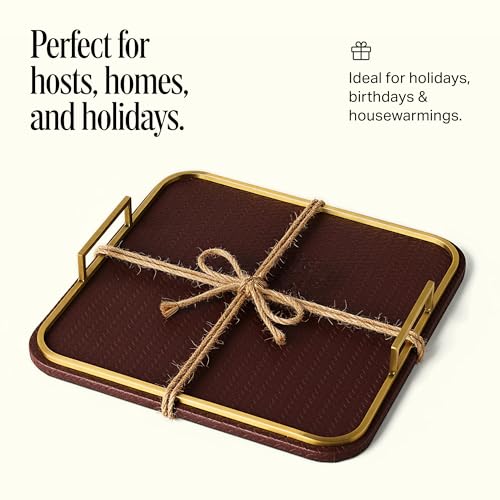 Preston Lane Mayfair Decorative Coffee Table Tray, Faux Leather - Espresso - color: Espresso
