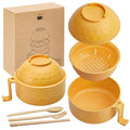 1 Set Microwave Ramen Cooker Bowl with Utensils, Yellow - color: Yellow