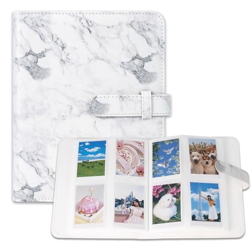 256 Pockets Photo Album for 2x3 Inch Photo, Kpop Photocard, Leather Cover, Photo Album Book Fit for Fujifilm Mini 12/11/9/8/EVO/Link/Liplay Instant Flims (White marble, 256 Pockets) - color: White marble, size: 256 Pockets