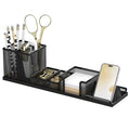 Pen Holder for Desk, 6-Piece Mesh Desk Organizer with Phone Holder, Black - color: Black