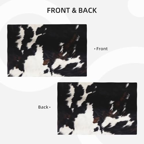 Cowhide Print Placemats Rectangle Linen Table Placemet Set of 6 - color: Black White Brown, size: Set of 6