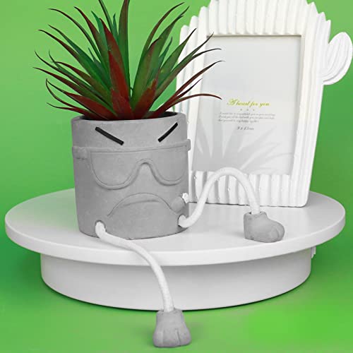 Zerzsy Artificial Succulents Plants in Cement Pots with Hanging Leg, Cute Small Fake Plant Kitchen Shelves Decor, Cool Office Decor Faux Succulent for Desk Shelf Decorations - color: 1 Pcs Set/Smoking