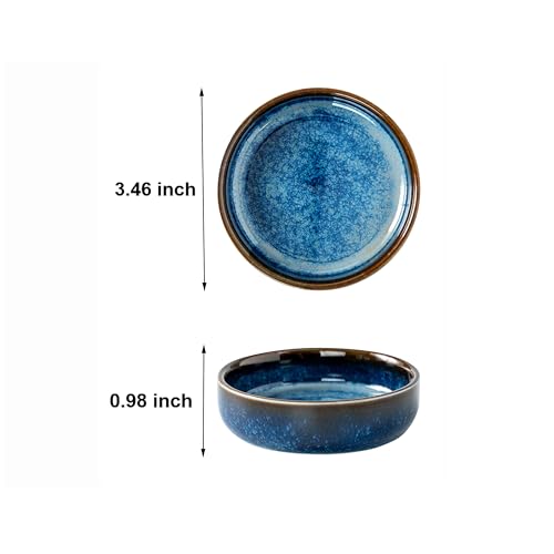 Dipping Bowls Set of 4, 2462°F High-Fired Reactive Glaze Ceramic Small Bowls for Dips,Olive Oil & Sauce,Elevates Table Setting,Idea for BBQ,Afternoon Tea,Entertaining,Housewarming & Holiday Gifts - color: Flambe Blue