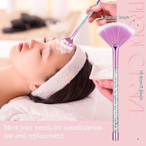 Maitys 9 Pieces Facial Fan Mask Brushes, Purple, Silver - color: Purple, Silver