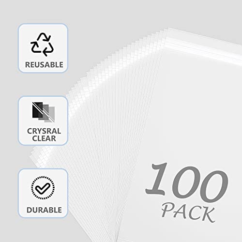 Somime 100Pack Acid-Free Crystal Clear Sleeves Storage Bags for 8x10 Photos - size: 8"x10" 100pack clear bags